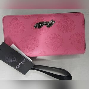 Ed Hardy Pink Embossed Wallet/Clutch